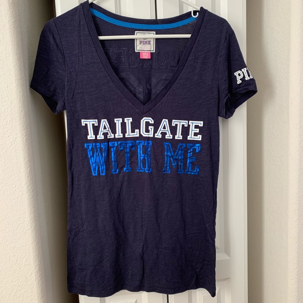 VSPink v-neck navy and white Chargers tee